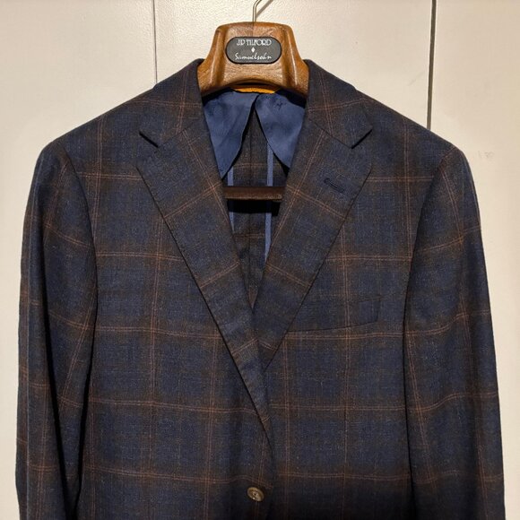 $1600 Hickey Freeman Wool Silk Linen Check Sport Coat / Blazer - 39 (38/40) - Picture 2 of 13